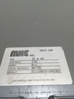 MXE Inc. 14x17 X-Ray Grid Cap