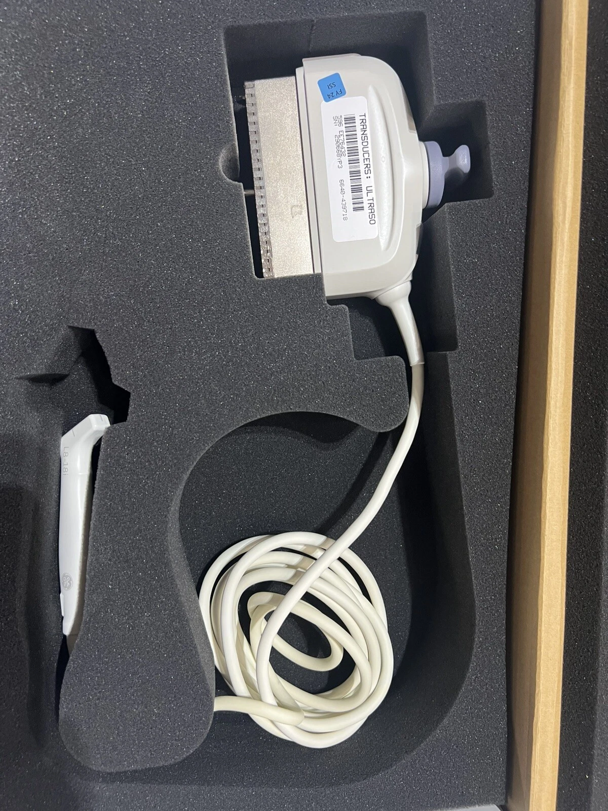GE L8-18i-D High-Frequency Hockey Stick Ultrasound Probe for LOGIQ E9, Vascular, MSK, Small Parts & Needle Guidance